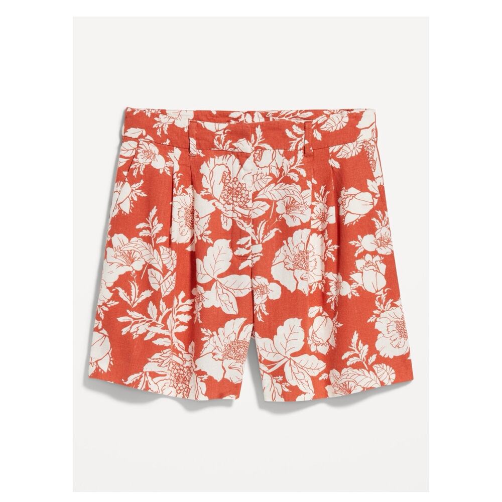 Old Navy Womens Extra High Waisted Taylor Linen Blend Trouser Short Orange 4X